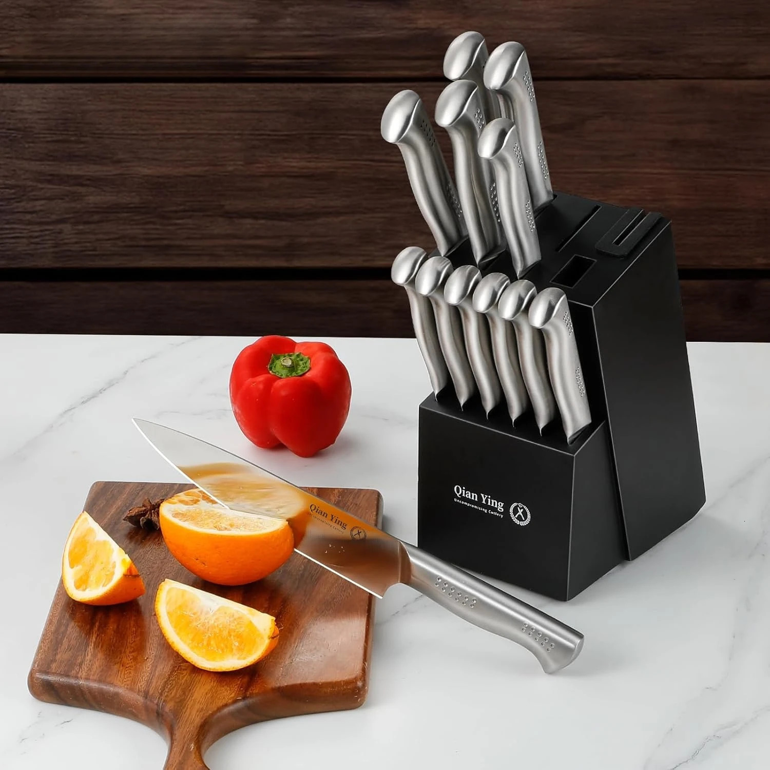 14-piece Stainless Steel Cutting Kitchen Knife Cutlery Set with Holder Chef Professional Cooking Tools Premium Knife Set Gift 260304