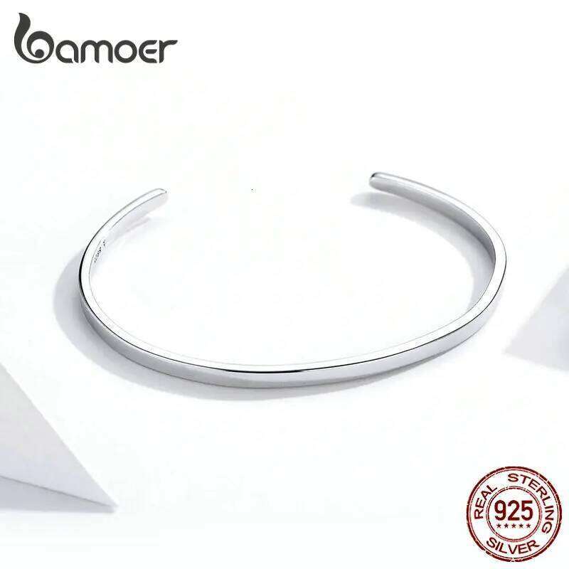 bamoer Engrave Courage Bangle "Nothing is impossible" Fashion Hot Sale 925 Sterling Silver Jewelry for Man and Women SCB160 XJ260303