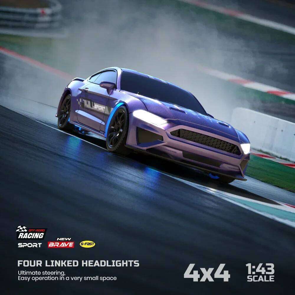 1/43 RC Car 4x4 2.4G Remote Control Racing Drift Vehicle 15km/h High Speed Off-road RTR with 7 Color LED Lights Toys Kids Gift Z260303