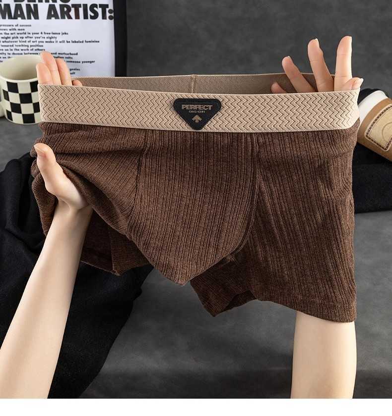 Men's pure cotton underpants in the Maillard color series, new American retro style, comfortable and breathable, four-corner briefs for young menXJ260304