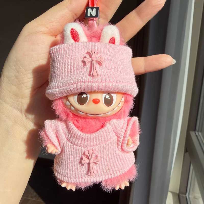 Fashion Cross Knit Set with Beanie & Sweater for 10cm Labubu Series 40 Dolls DIY Decorative AccessoriesT260304