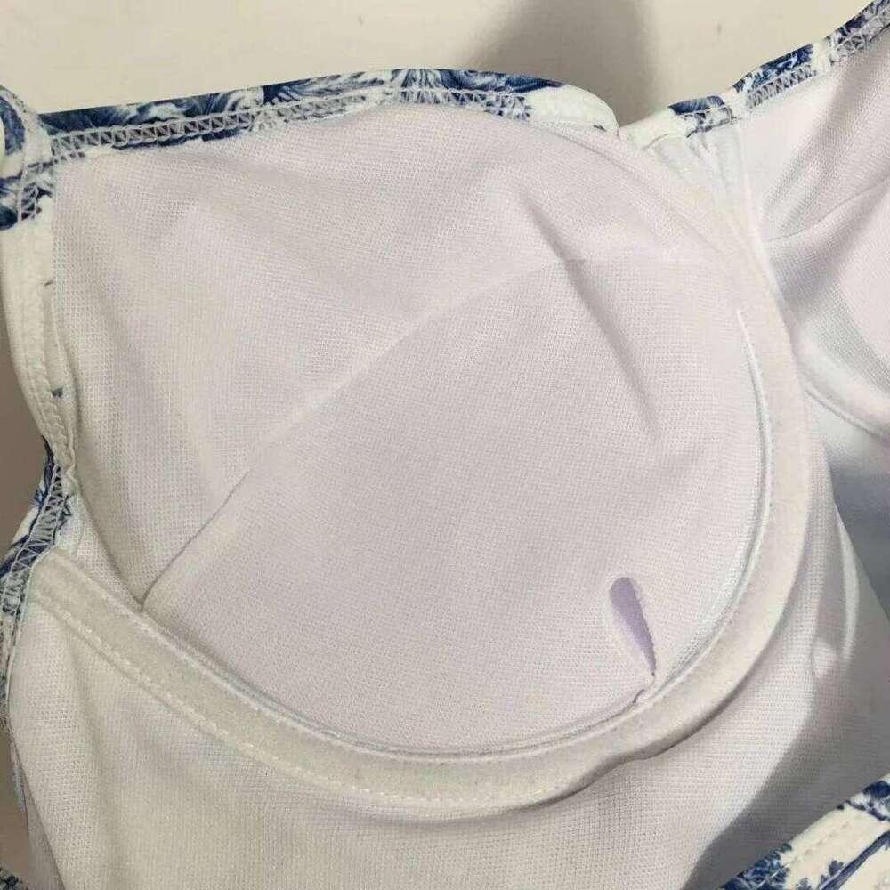 Luxury Women's Swimsuit Classic Blue Forest Print Strapless Swimwear Fashion Design Sexy Beach Bikini Skirt Sets Y260303