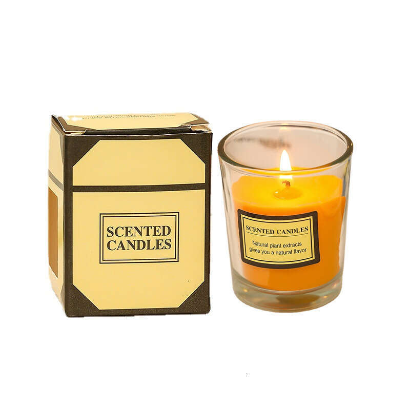 New Creative Gift Glass Handmade Plant Wax Home Fragrance Square Round Cup Aromatherapy Candle W260304