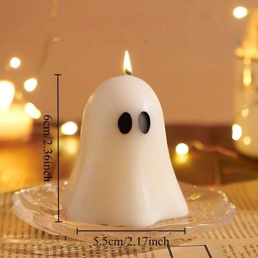 1pc Scented Candle, White Spooky Ghost Shaped Candles with Long Lasting Fragrance for Halloween Party Decorations W260304
