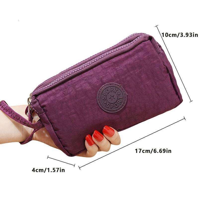 Fashion Clutch Wallets For Women Three Zipper Solid Color Letter Printing Large Capacity Wearable Purse C260304