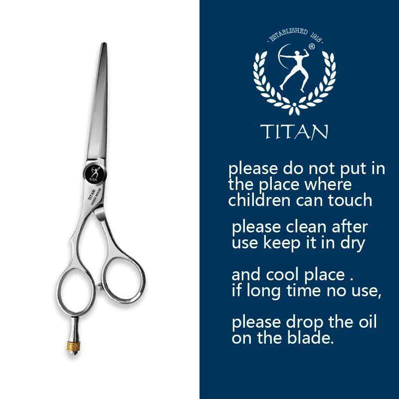 TITAN professional barber cut left handle hair scissors cutting and thinning shear 6inch 440c japan stainless steel H260303