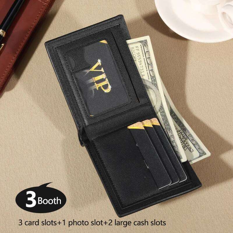 Eagle-Embossed Black PU Leather Men's Wallet: Waterproof Scratch-Resistant with Plaid Detail, Large Capacity & Multiple Card S C260304