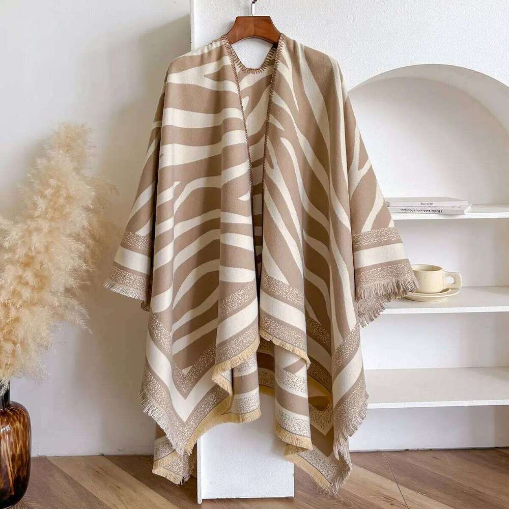 Elegant Women Streak Pashmina Scarves Fringe Winter Warm Fashion Designer Imitation Cashmere Two-Sided Scarf Blanket Shawls XJ260304
