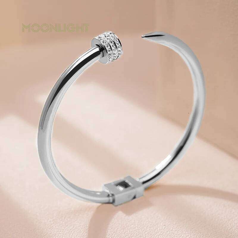 MOONLIGHT Classic Brand Nail Open Bangles Female Simple Trendy Stainles Steel Screw Bracelet For Women Accessories Gift XJ260303
