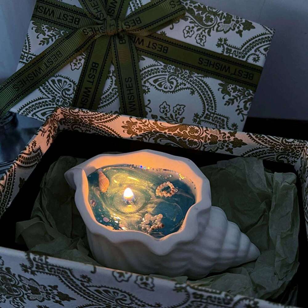 Seashell Candle Handmade Natural Scented Soy Wax Long Burn Time Home Candles with Sandalwood Fragrances for Room Decor W260304