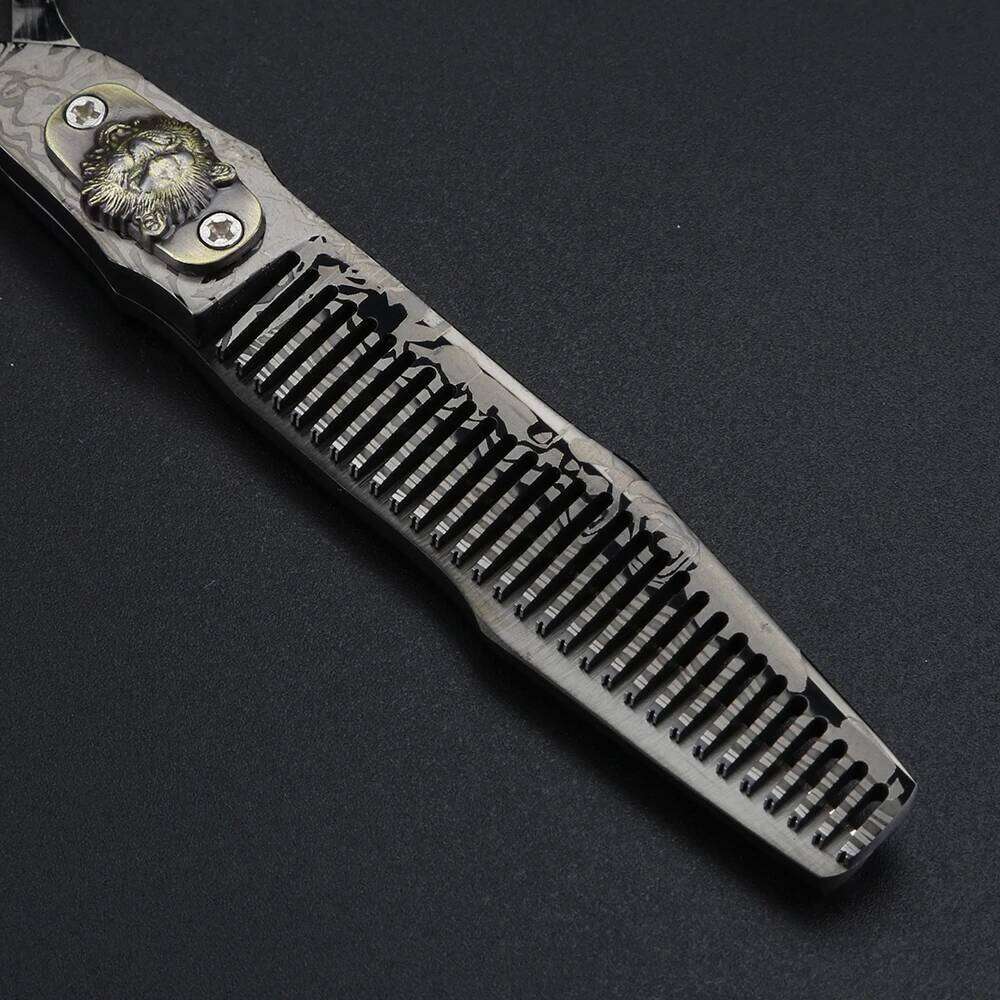 XUANFENG 6 inch Black Damascus Hair Barber Cutting and thinning Scissors JP440C H260303