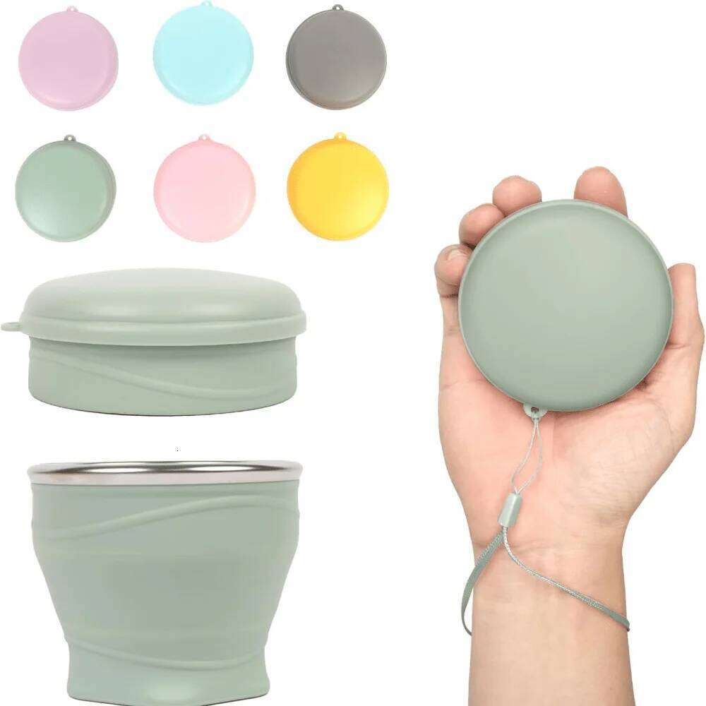 1pc Simple And Practical Outdoor Portable Camping Water Travel Business Mouthwash Foldable Silicone Cup S260303