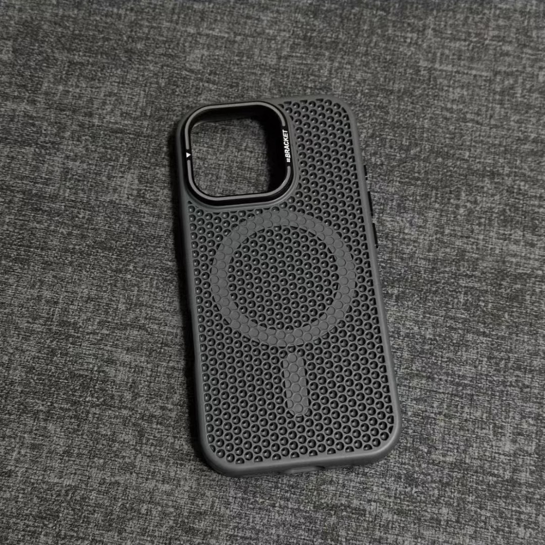Summer Suitable iPhone 16/7 Honeycomb Heat Dissipation Magnetic Phone Case Apple 16 Lens Stand Shockproof Protective Cover