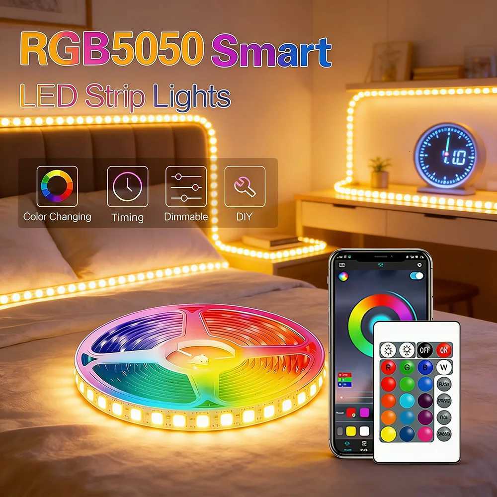 5050 RGB USB LED Strip 5V Bluetooth WiFi Control 16 Million Colors App Voice Remote for Room TV Backlight Decoration H260304