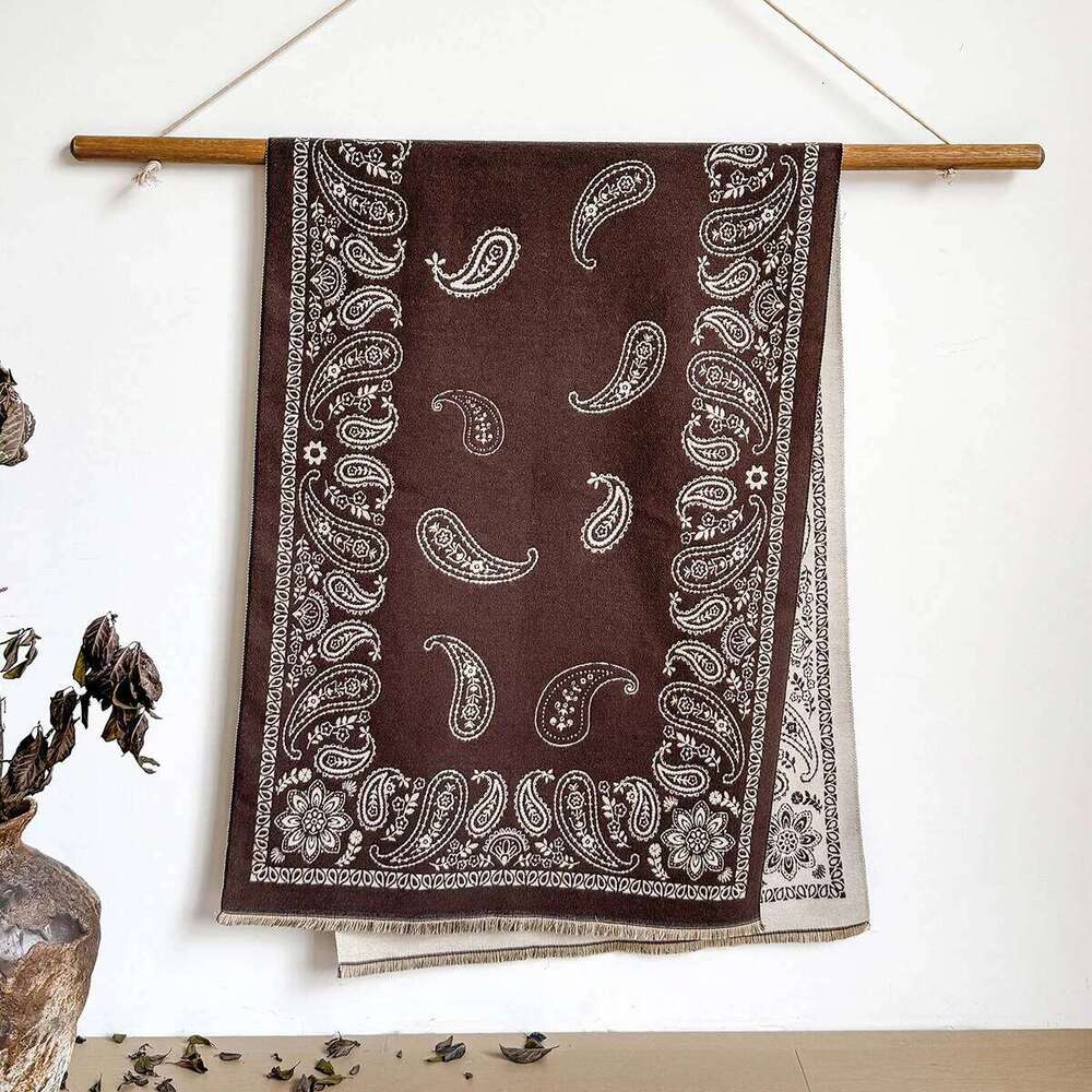 Winter Luxury Women's Two-Sided Pashmina Wrap Flower Paisley Jacquard Imitation Cashmere Scarf Thick Warm Style for Casual XJ260304