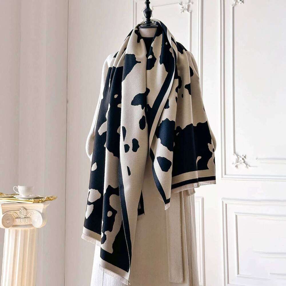 Women's Luxury Faux Cashmere Scarf Warm Pashmina Blanket Poncho Fashion Print Thick Shawl for Autumn Winter XJ260304
