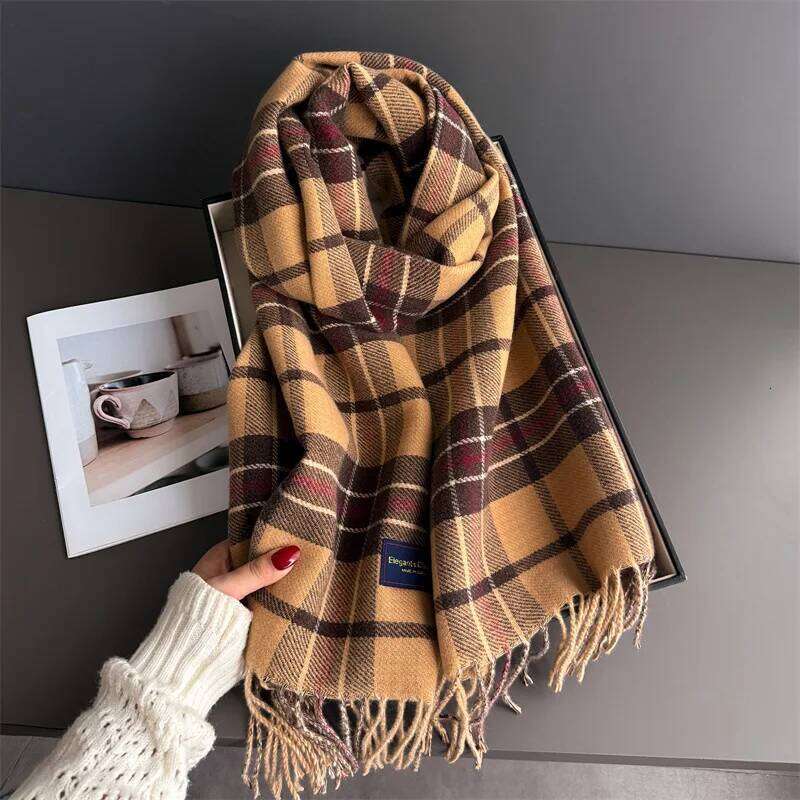 Winter Thickened Scarf For Women Men Neck Keep Warm Tassel Pashmina Shawl Faux Cashmere Warps Autumn Elegant Blanket XJ260304