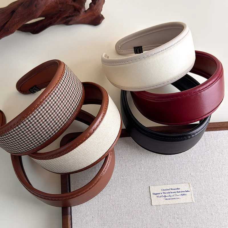 Retro Leather Headband for Women 2025 French Style Wide Hair Hoop Hairbands Female Headwear Hair Band Hair Accessories Headdress H260304 - view 4