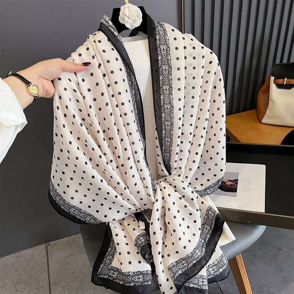 Luxury Polka Dot Scarf Women Elegant Shawl Warps Daily Ladies Hijab Neckerchief Soft Stain Scarves For Travel Wear XJ260304