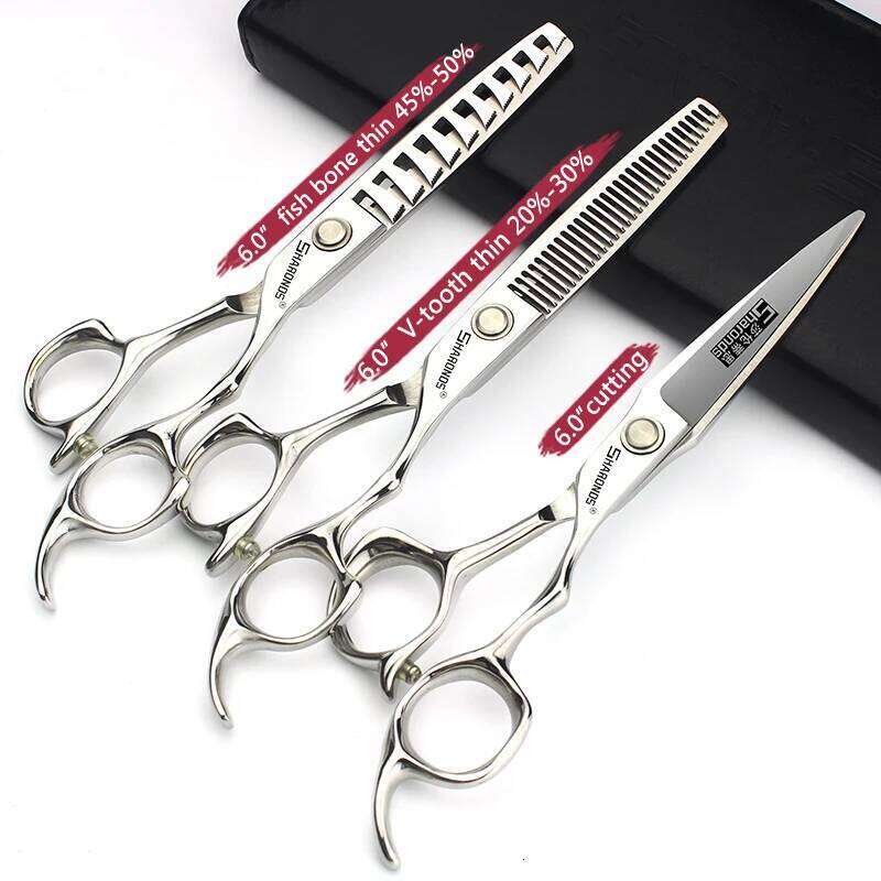 6'' Professional Barber Scissors Japan 440c Stainless Steel High Quality Hairdressing Shears Hair Salon Haircut Household Set H260303