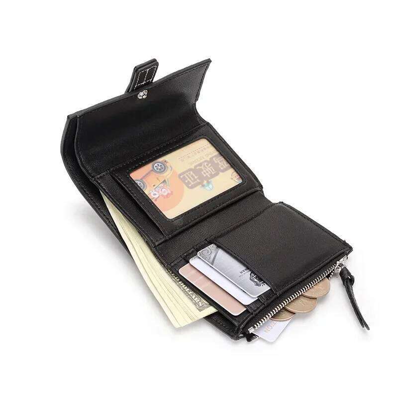 Women's Top Cowhide Luxury Brand Genuine Leather Wallet Coin 3 Fold Snaps Card Holder Designer Female Short Purse C260304