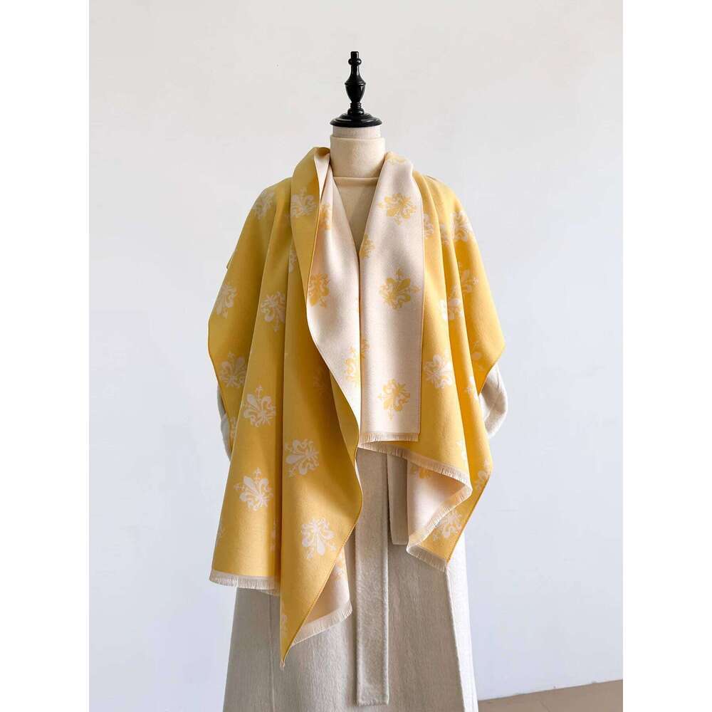 New Winter Elegance Women's Pattern Scarf - Thick Faux Pashmina Two-Sided Shawls, Cozy Warm Foulard & Female Blanket Wraps XJ260304