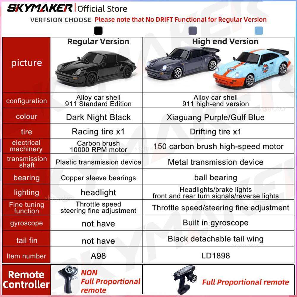 Skymaker LDRC 1/18 RC Drift LD1898 911 Mode 2.4GHz with Gyroscope on-Road Alloy Body Shell Racing Car for Children Gifts Z260303