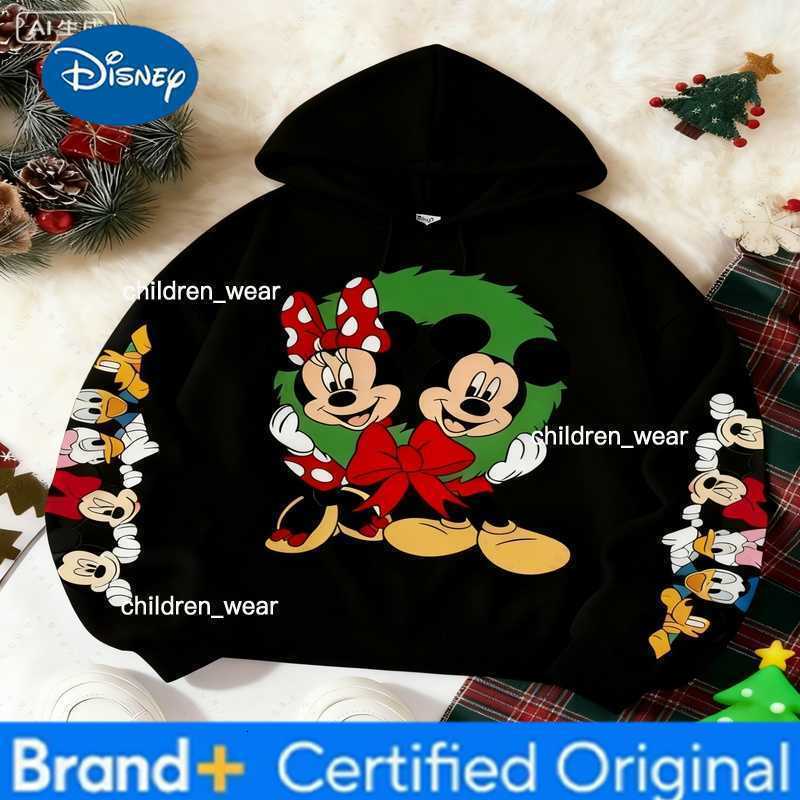 Disney Winter Christmas Mickey Pattern Long Sleeved Hoodies Families Festive Atmosphere Gift Men Women Family Parent-Child Sweatwear H260304