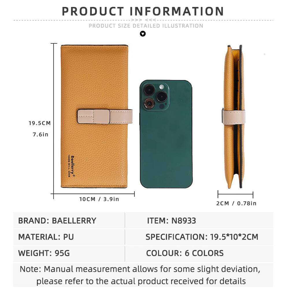 Elegant Women Long Zip Wallet Baellerry Large Capacity RFID Blocking Multi Card Holder Phone Case Clutch Purse C260304