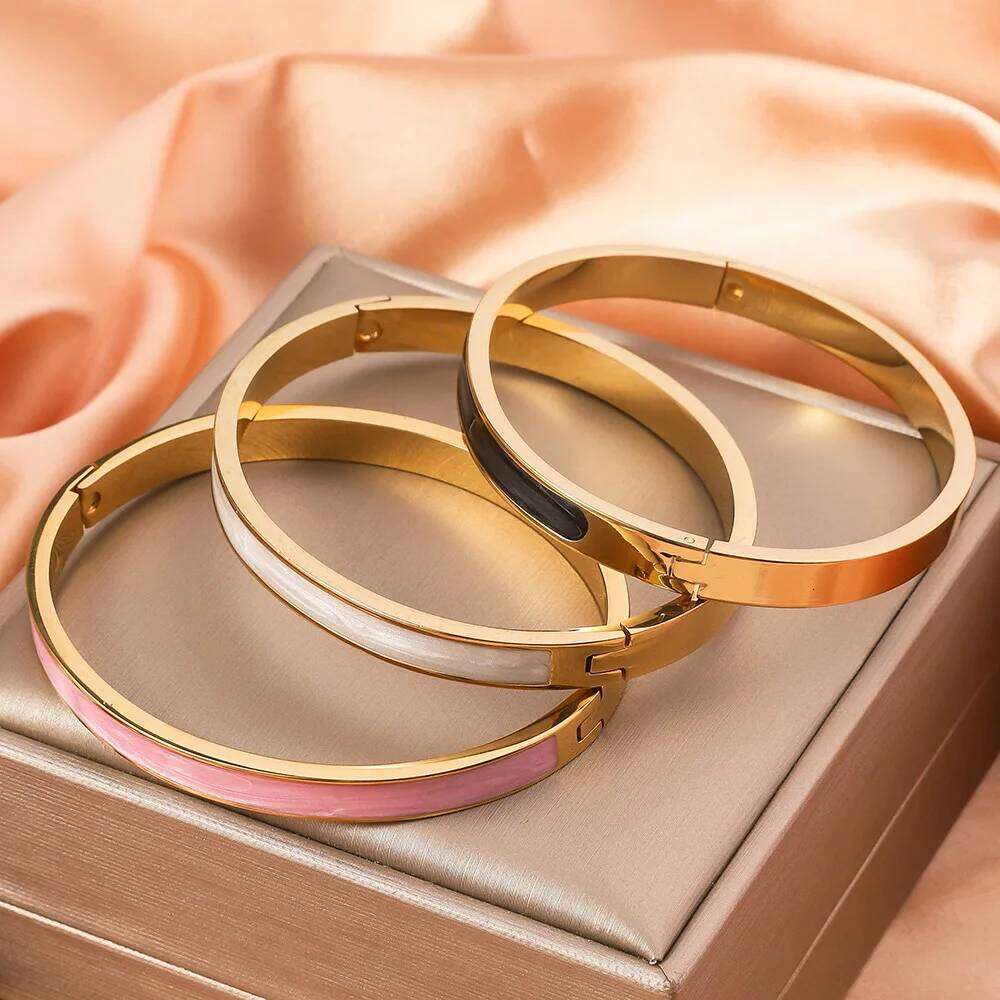 Color Drip Oil Non Fading Stainless Steel Bracelet With Buckle, Simple And Fashionable Handmade, 2024 New Edition XJ260303