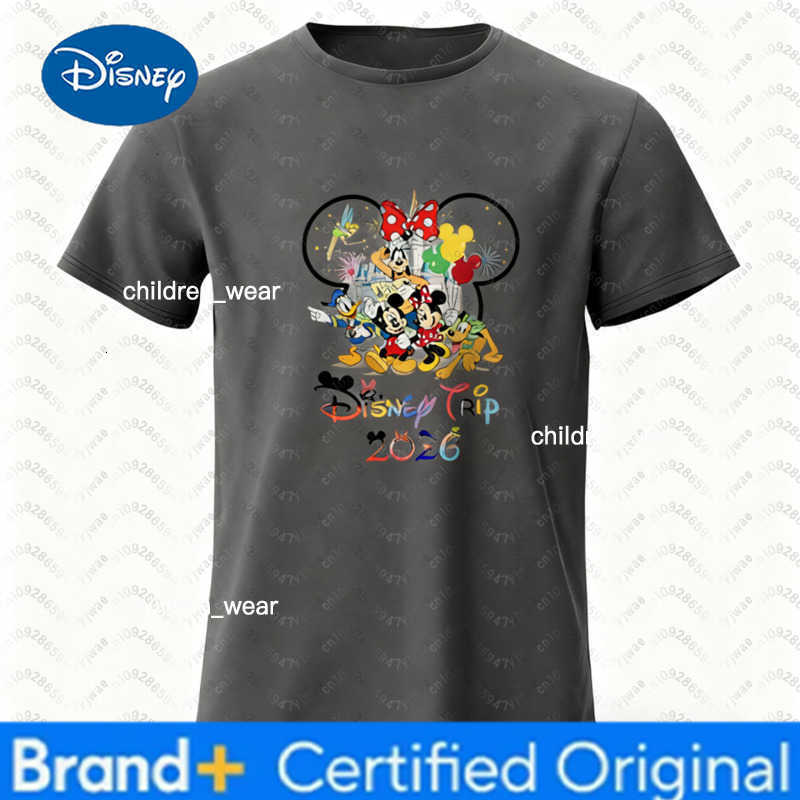 Disney 2026 Mickey And Minne Graphic Print Cotton T-shirt Summer Breathable Family Tees Clothing Harajuku Parent Child Clothing H260304