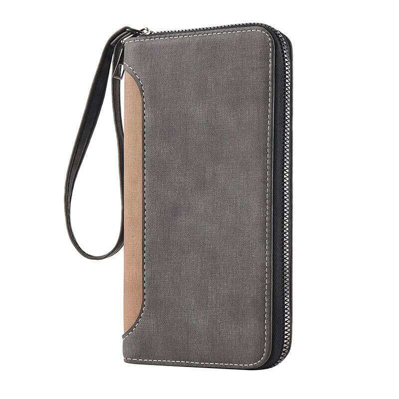 New Color Men Long Wallet for Men RFID Blocking Clutch Organizer Zipper Leather Business ID Credit Card Holder Purse C260304