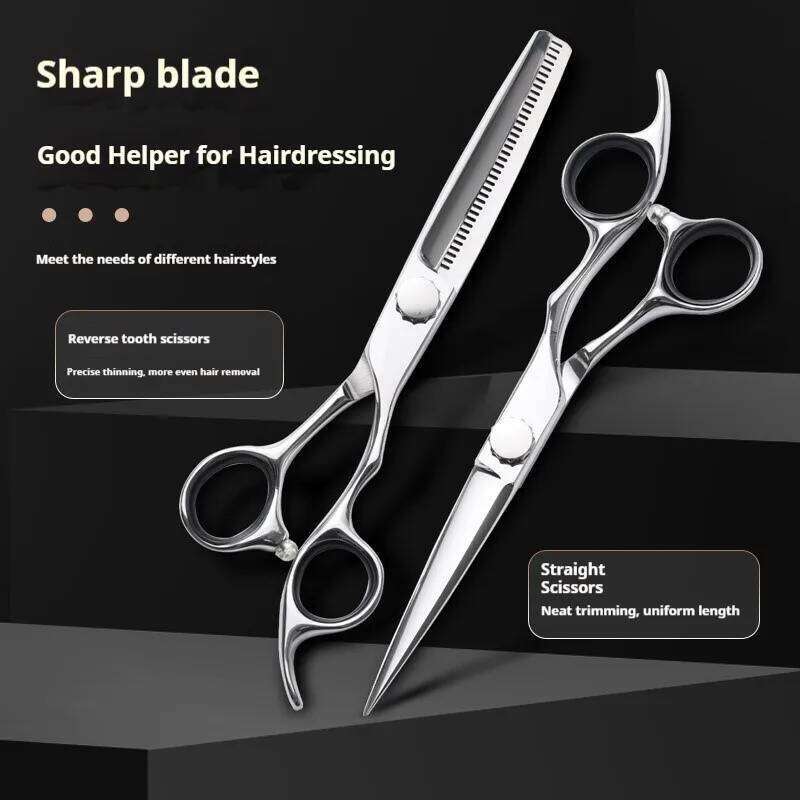 Salon Quality Hair Set Professional 440C Stainless Steel Barber Tools Thinning Shears Straight Scissors HairdressingKit H260303