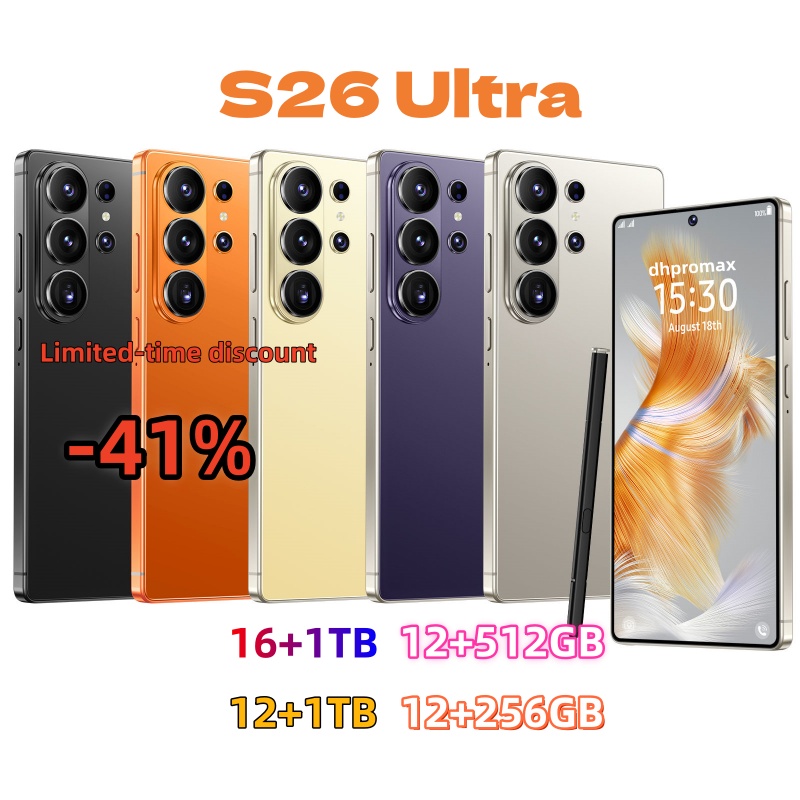 S26 Ultra 5G 16GB+1TB Cell phones unlock Touch Screen 6.9 inch Phone Androids S25 ultra Smartphone Camera telephone HD display Face ID GPS Mobile phone video