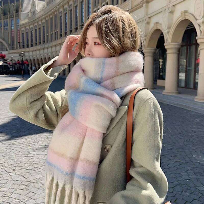 Maillard Korean Design Style Scarf, Winter Imitation Cashmere Shawl for Women, High-end Warm Retro Fashion Versatile Accessory XJ260304