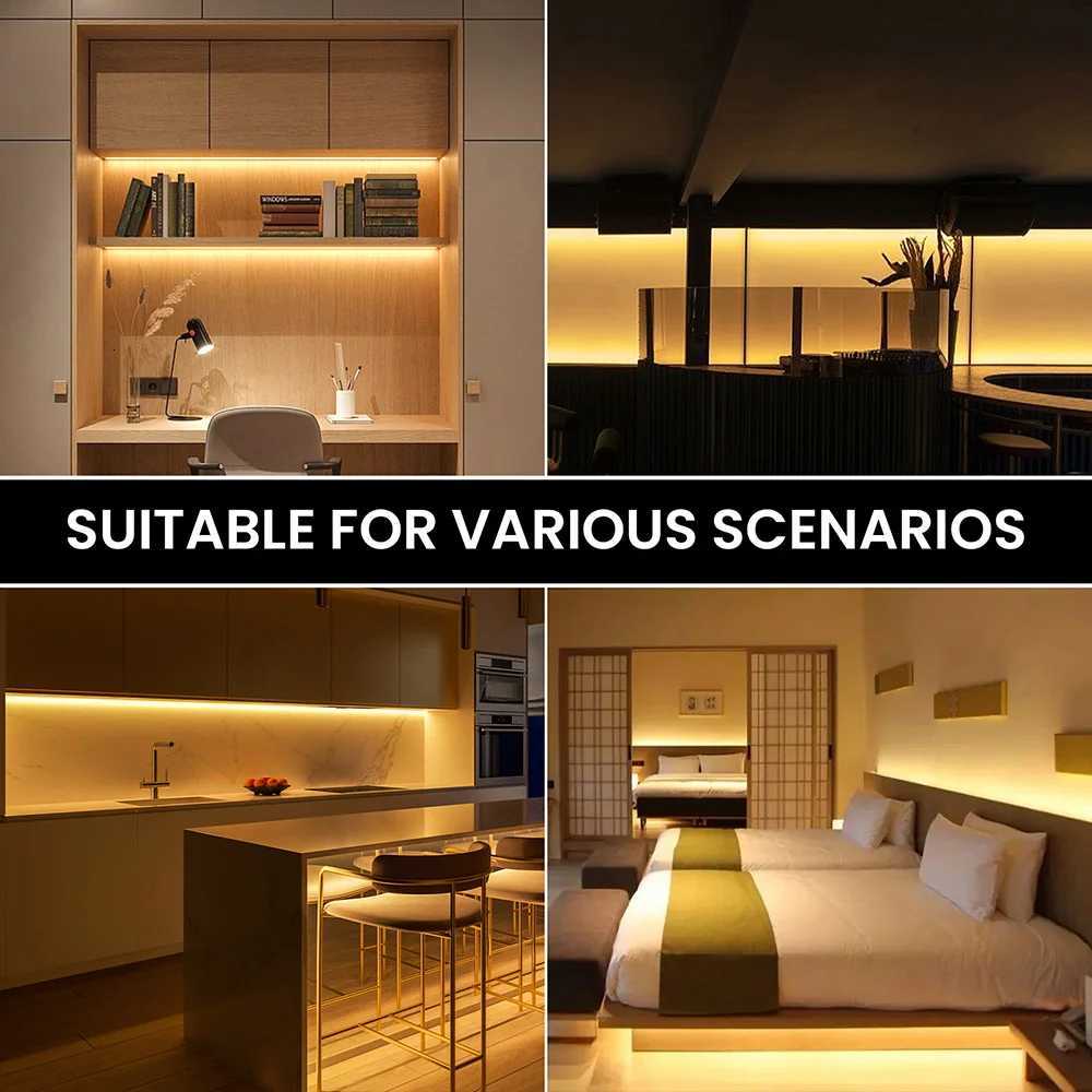 COB LED Strip Light Free Cut 12V 24V 1m 2m 5m 10m 05m Flexible Tape 528LEDs/M High Density Linear Lighting Warm/Natural White H260304