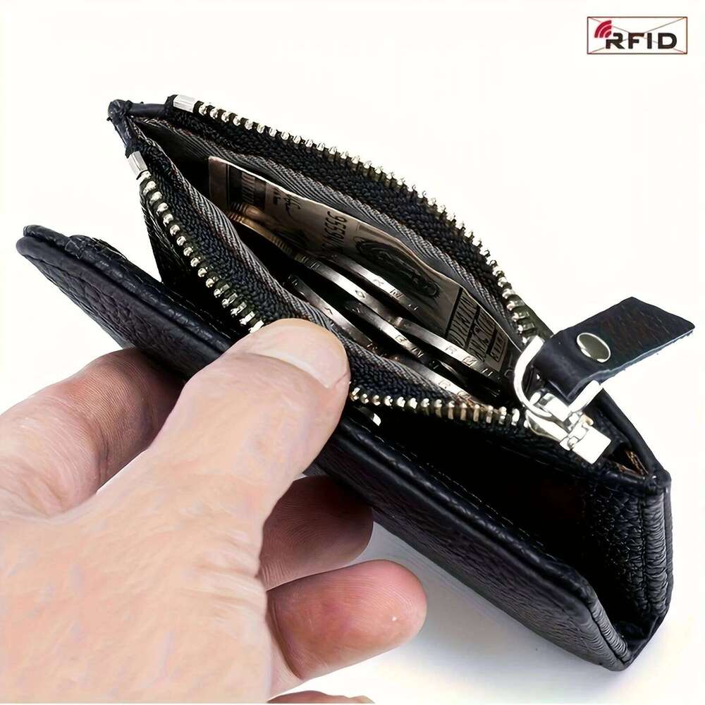 Men Women Cute Short Wallet Luxury Solid Zipper Coin Purse rfid Bank Credit Card Holder Slim Small Money Bag small black purse w C260304