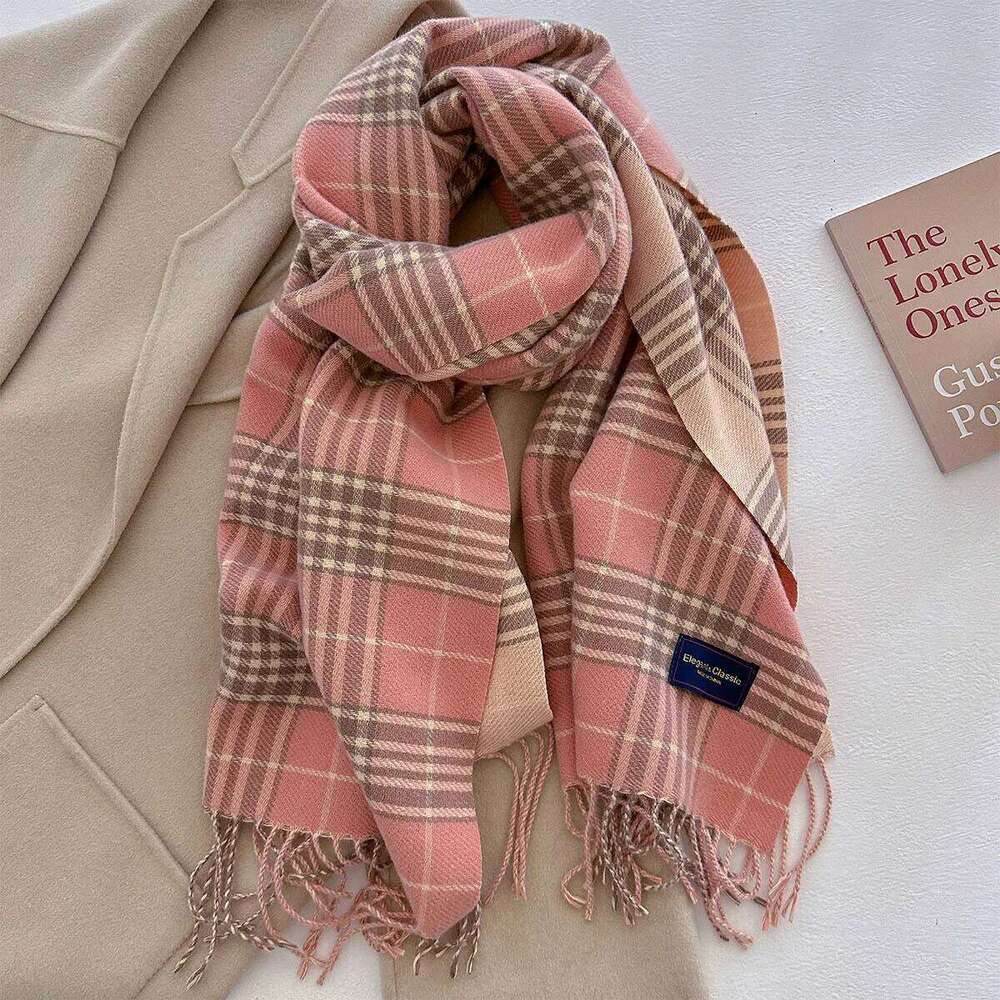100 Color Autumn Winter Classic Plaid Scarf Women Cashmere Tassels Scarves Thickened Warm Shawl Windproof Pashmina Neckerchief XJ260304