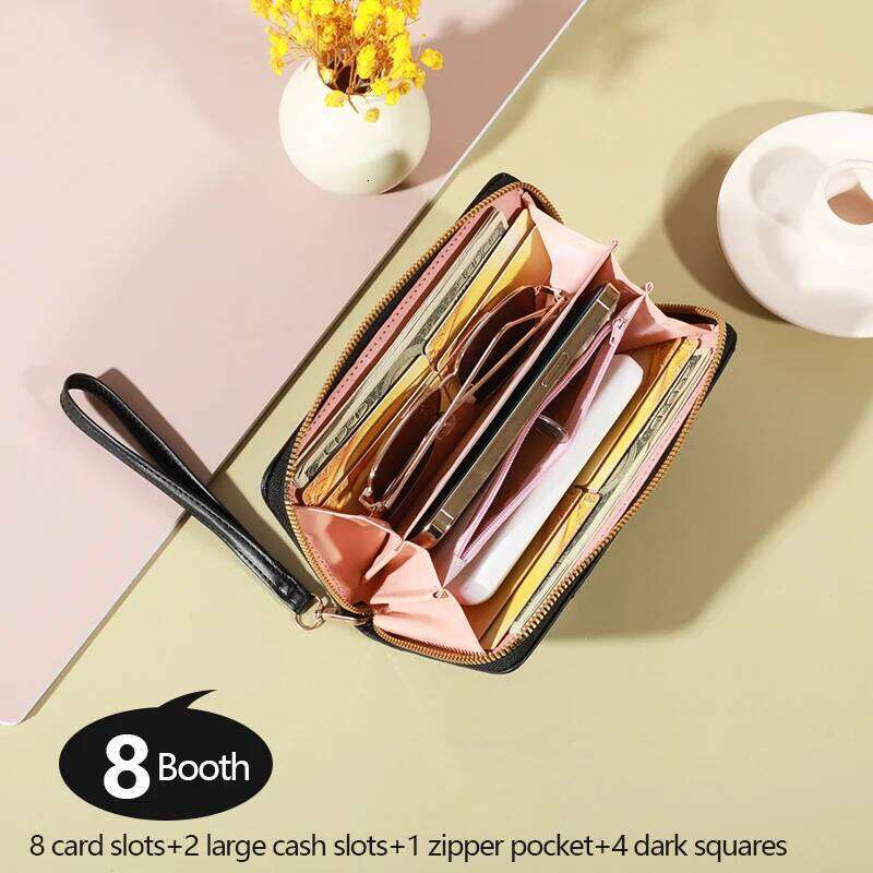 Zip Around Long Wallet, Women's Fashion Letter Detail Wristlet, Versatile Phone Wallet With Zipper Pocket C260304