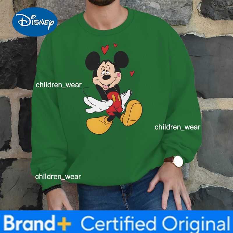 Disney Fun Mickey Mouse Minnie Kiss Crew Neck Sweatshirts for Women Men Couples Spring Autumn Versatile Clothes Fashion Mickey Pullover H260304