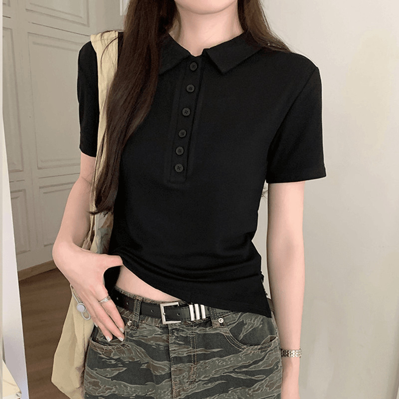 POLO Designer Hoodie Collar Design Short Sleeve T-shirt Designer Shirt For Women Summer New Slim Fit Polo Shirt Commuting Versatile Elegant Top Polo Shirt