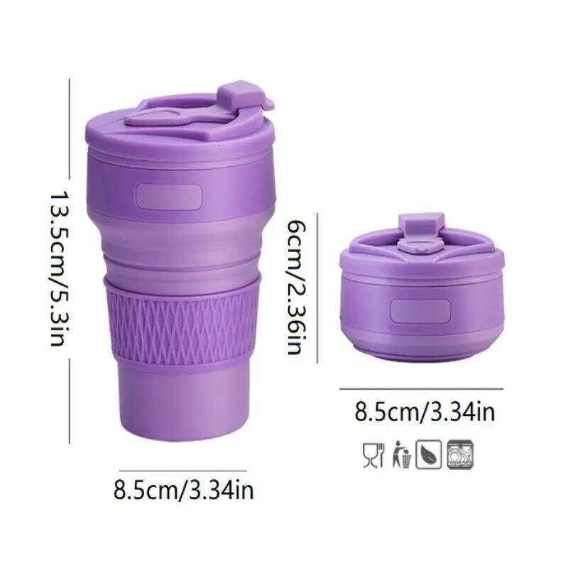 350ml Coffee Mugs Collapsible Silicone Cup Folding Water Cups BPA FREE Food Grade Flask Travel Insulated Bottle S260303