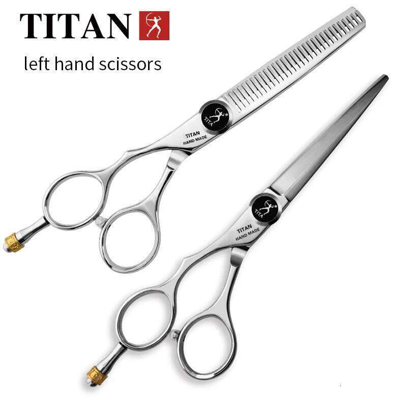 TITAN professional barber cut left handle hair scissors cutting and thinning shear 6inch 440c japan stainless steel H260303