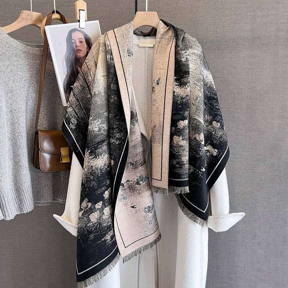 Autumn/Winter Warm Scarf 185*65cm Luxury Tassel Shawl Women's Imitation Cashmere Thickened Warps Coldproof Windproof Blanket XJ260304