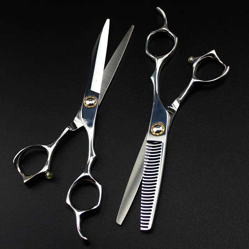 Professional Japan 440c steel 6 '' cut hair haircut scissor Curved thinning barber cutting shears hairdresser scissors H260303