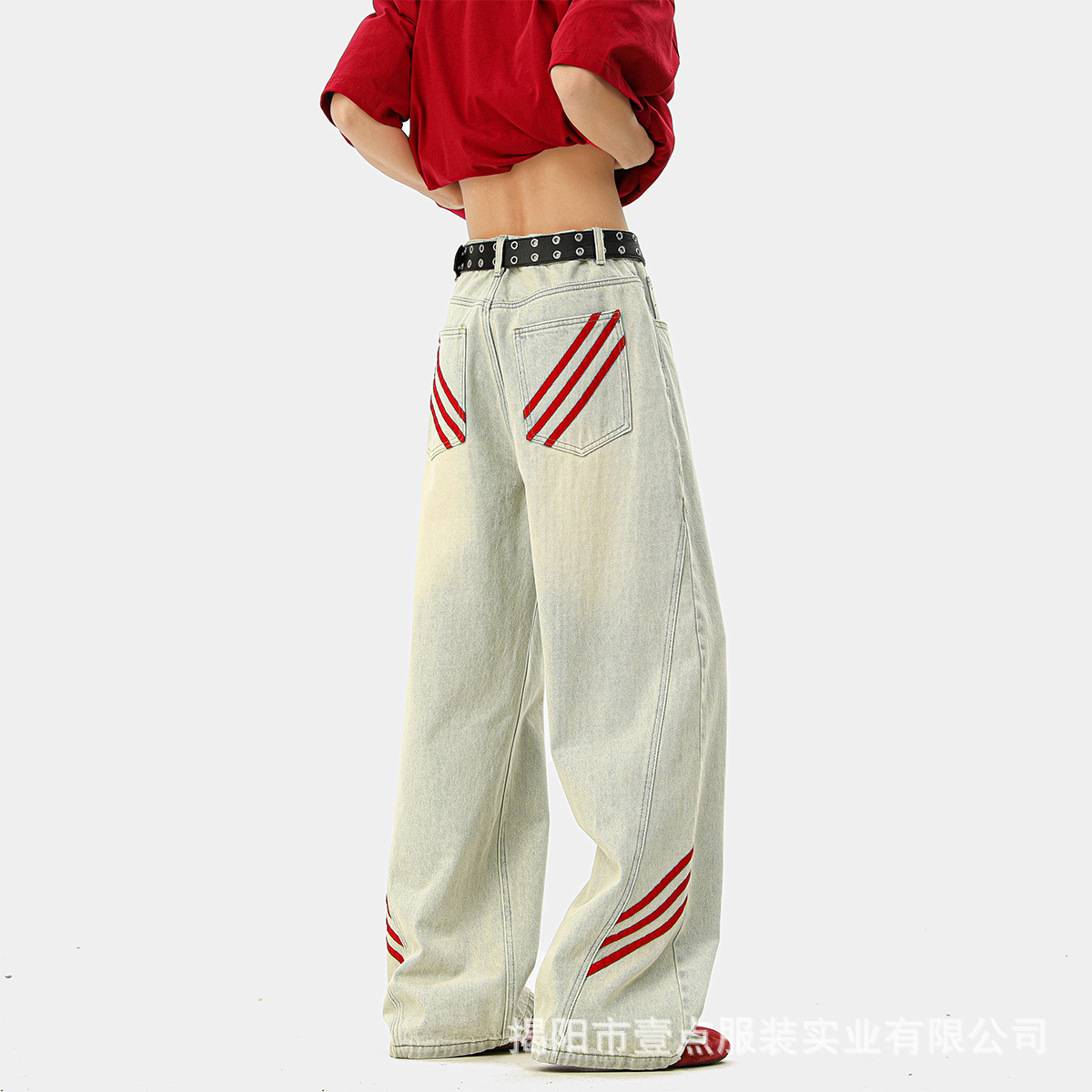 American Retro Striped Pants For Men New Spring And Autumn High Street Versatile Designer Pants Loose Wide-leg Straight Jeans