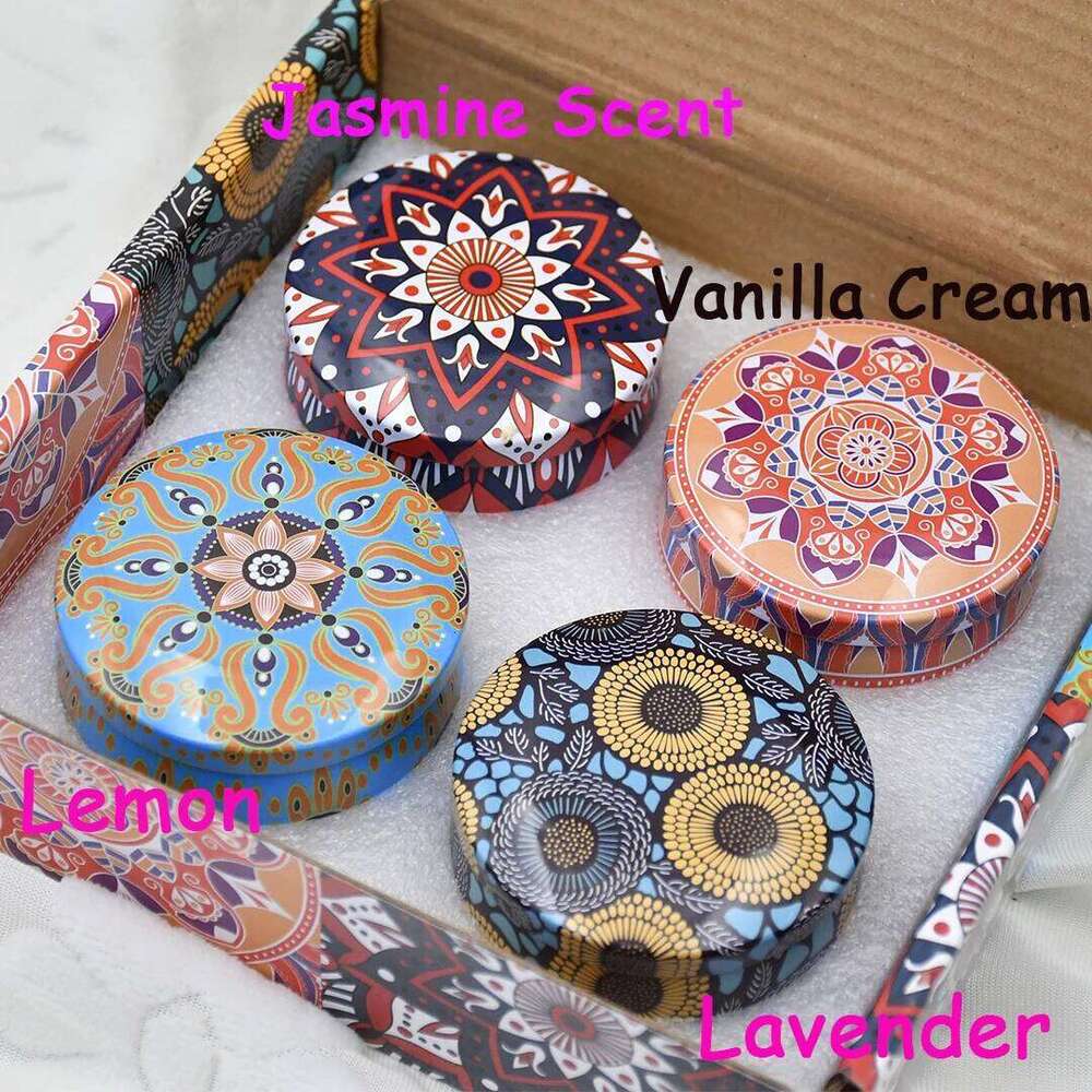 4pcs/box Scented Set Gift Islamic Arabic Patterns Aromatic Candle Jar DIY Smokeless Couples Romantic Incense Candles W260304