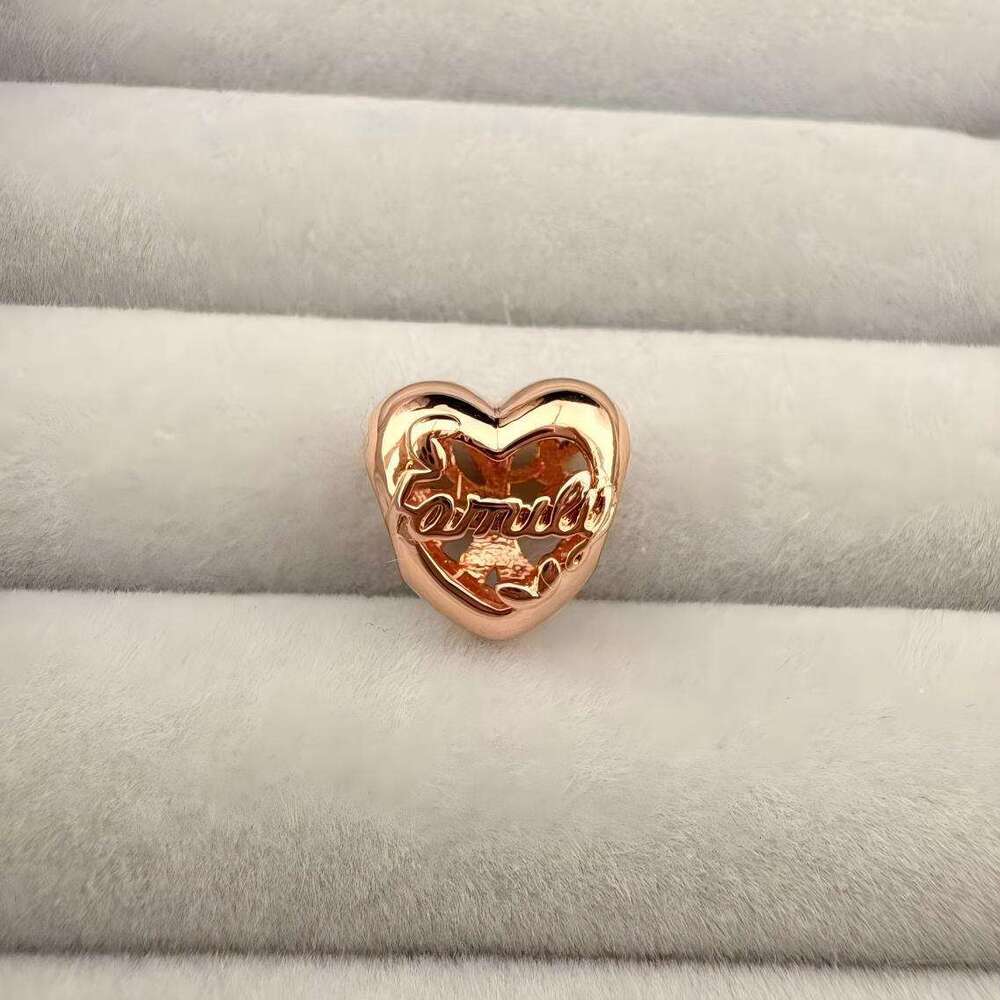 925 Silver Rose Color Shiny Heart Flowers Charm Love Lock Beads Dreamcatcher Charm fit 925 sterling silver bracelet Necklace DIY for women fashion jew