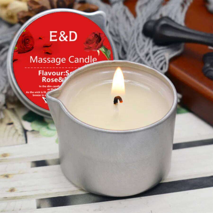 1pc Rose scented Body aromatherapy Candle,Massage /2oz Massage Oil Candle forPure Relaxation and Home SPA W260304