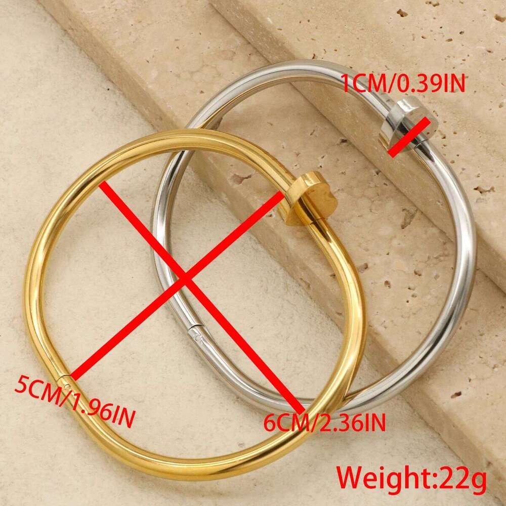 1 Piece No Fade Stainless Steel Classic Nail Bracelet Gold Silver Color Heart Shaped Love Eternal Couple Jewelry pulseras bijoux XJ260303